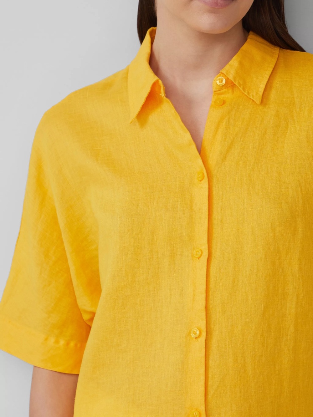 Yellow Linen Button-Down Shirt